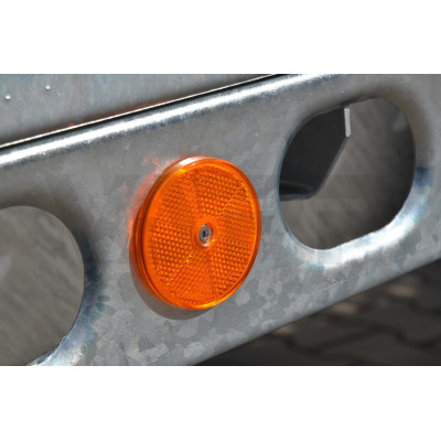 Odrazka kulatá, oranžová - průměr 61 mm s otvorem 5 mm