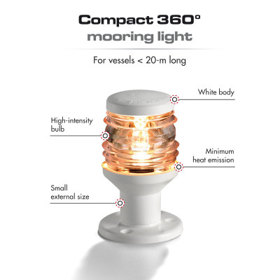 Poziční kotevní světlo - bílé 360° - kryt bílý