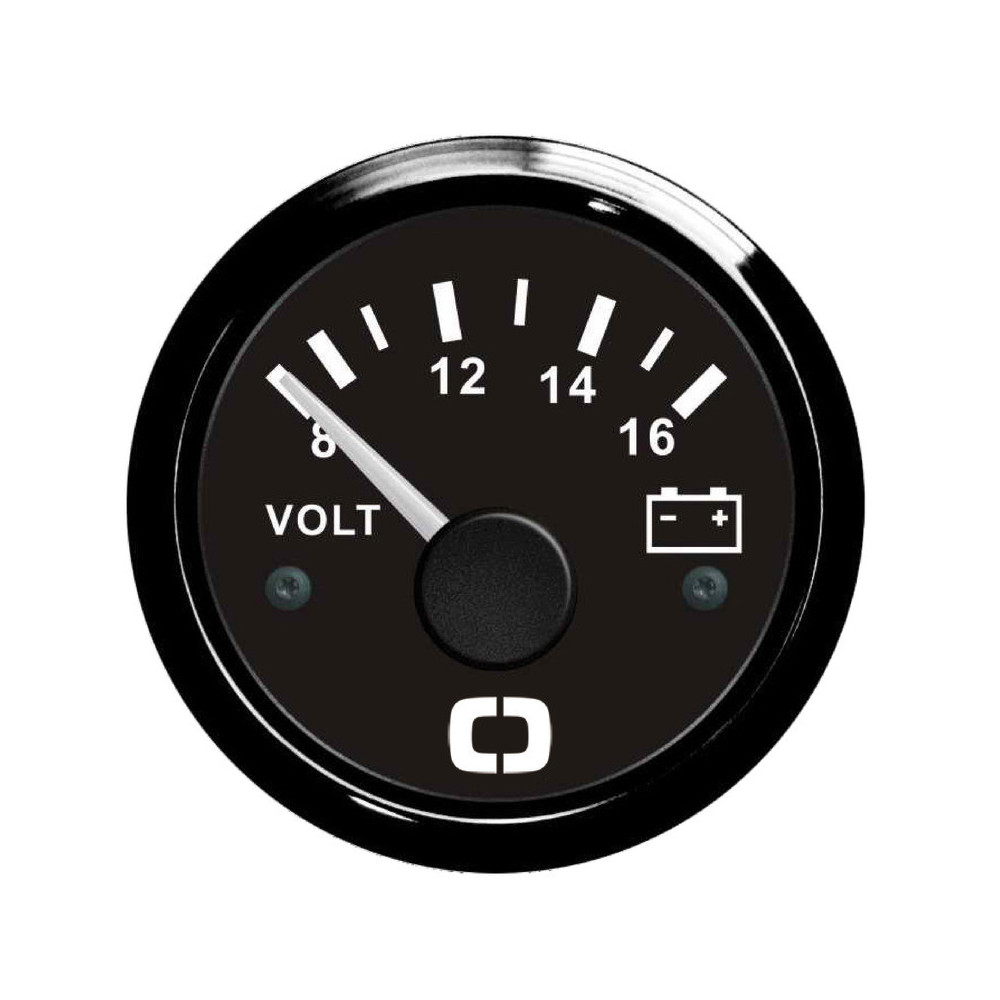 Voltmetr 8-16V, leštěná ocel/bílá Voltmetr 8-16V, leštěná ocel/bílá