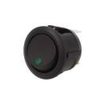 Kolébkový přepínač, ROCKER 2 polohy SPST ON-OFF 20A/14VDC zelená 50mΩ -20÷85°C