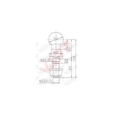 Koule ISO 50 WW KUB/50, pr. 50 mm, 3500 kg, M22x1,5