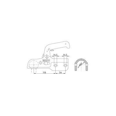 Tažná spojka Winterhoff WW 350 R-CH, 3500 kg, 60 mm, H14